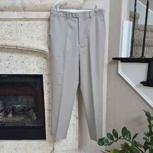 Men's Wool Dress Pants Louis Raphael Cream and Burgundy Tailored Pants 34/32